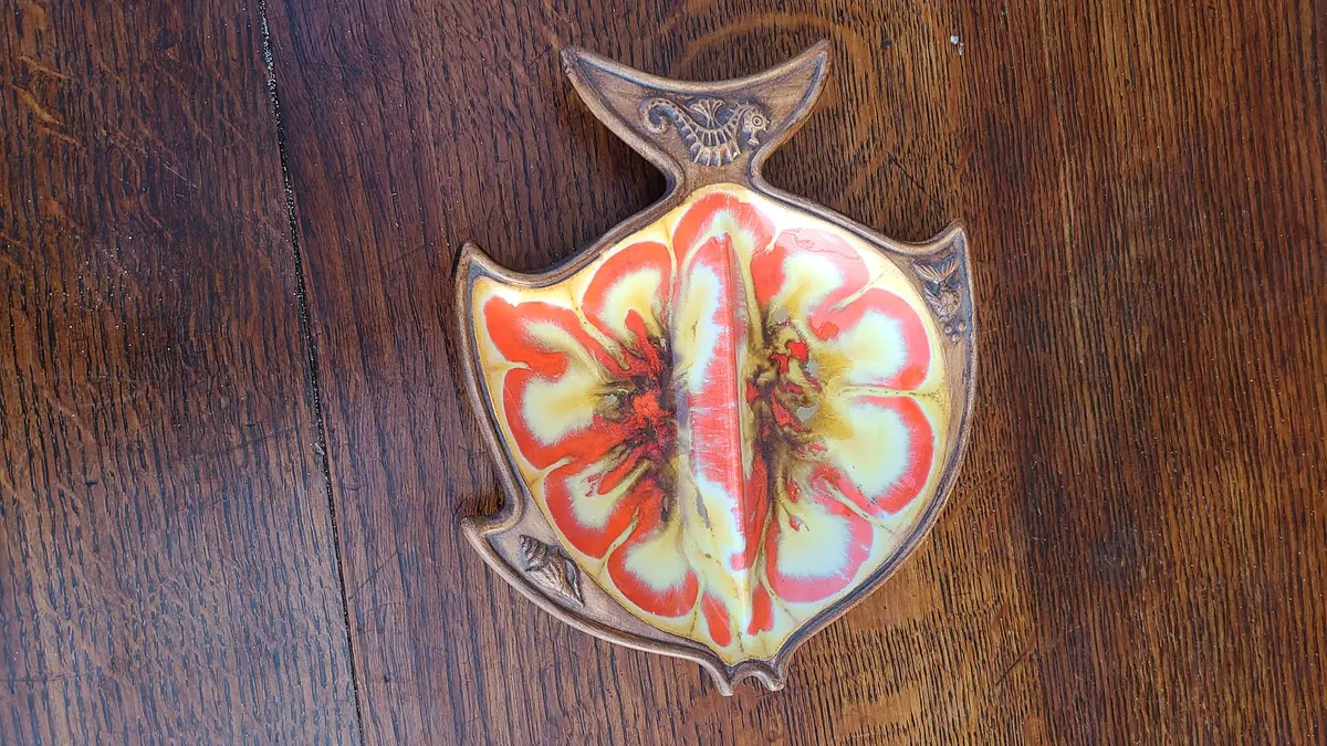 1950'S Brown And Orange Small Fish Tray 1