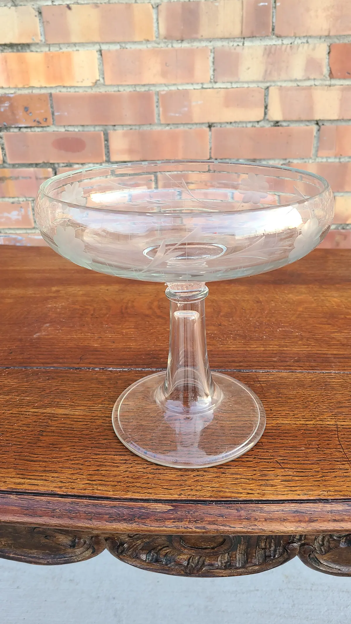 Clear Cut Glass Footed Compote 1