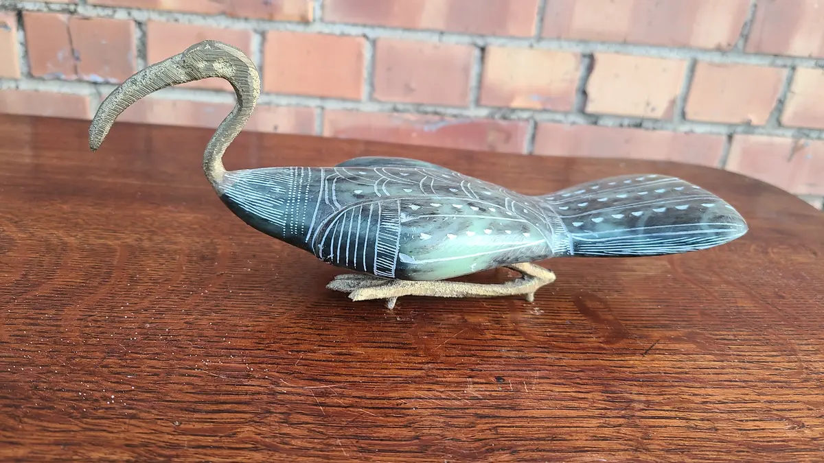 Egyptian Carved Soapstone And Brass Ibis Bird-As Found Repair 1