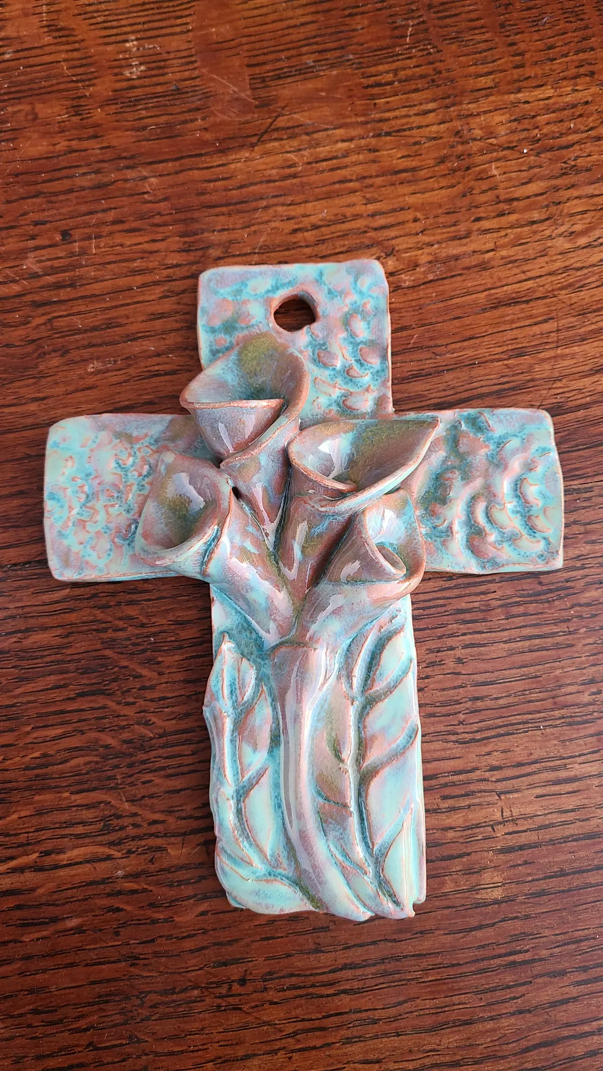 Blue Green Pottery Cross 1