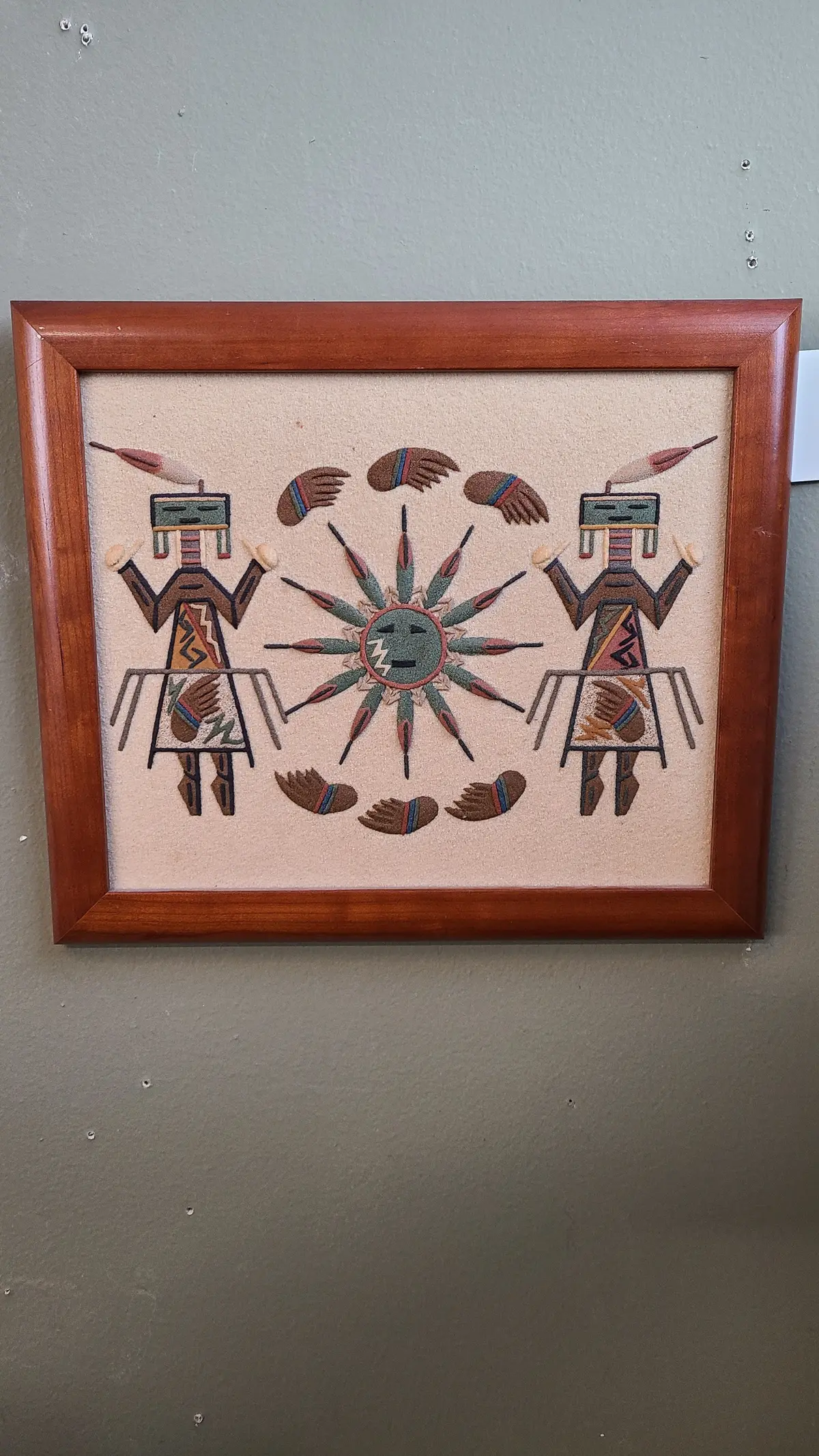 Medium Navajo Sand Painting With 2 Figures 1