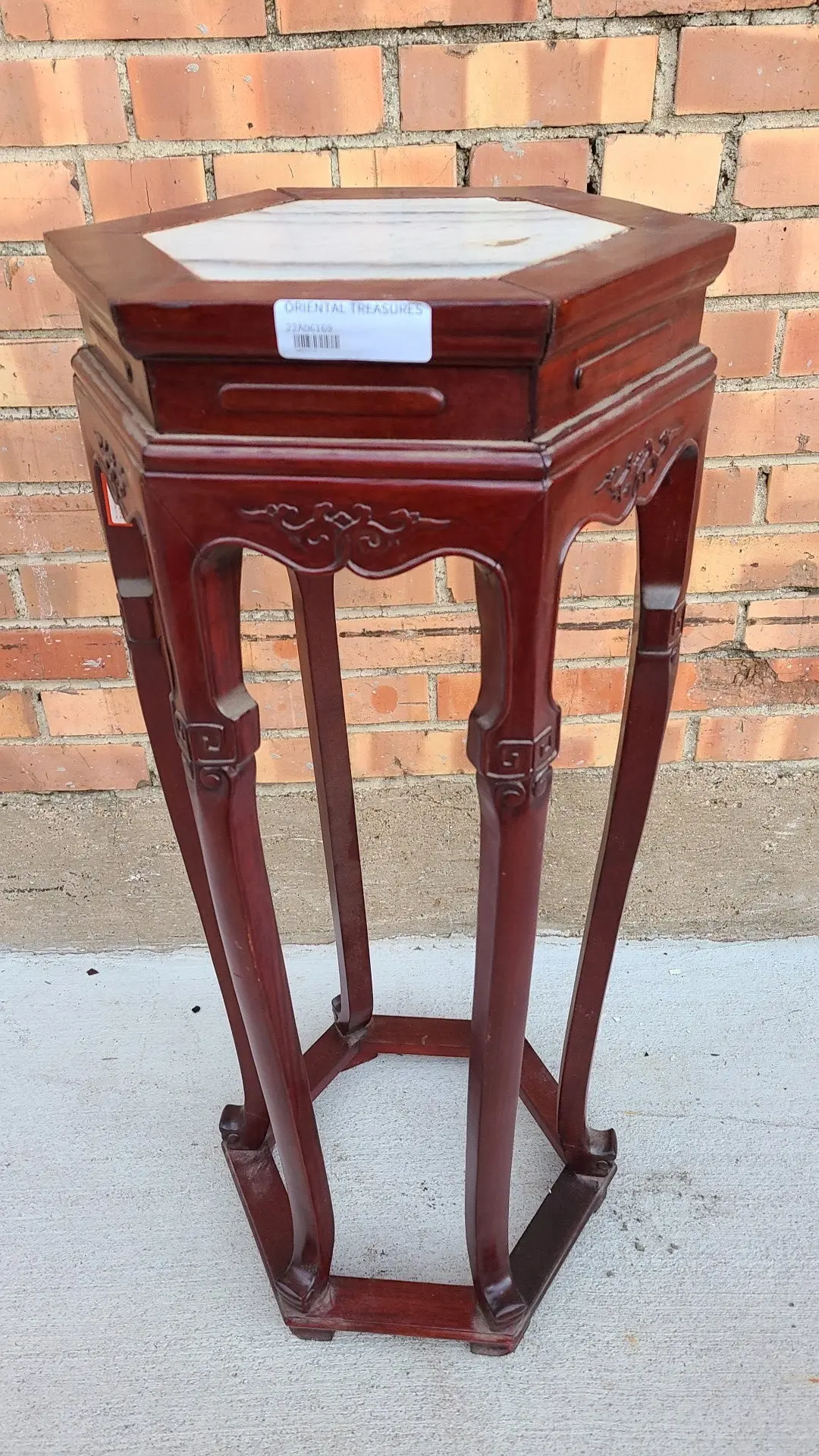 As Found Hexagon Marble Top Chinese Stand 1