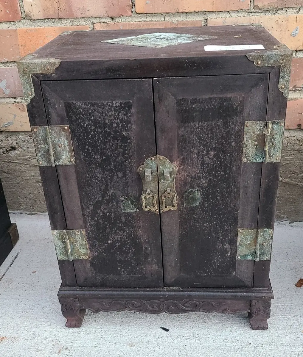 Double Door Asian Counter Top Armoire On Legs 1