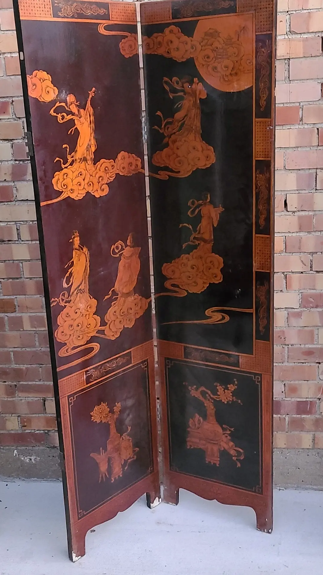 2 Panel Chinese Screen With Ladies As Found 1