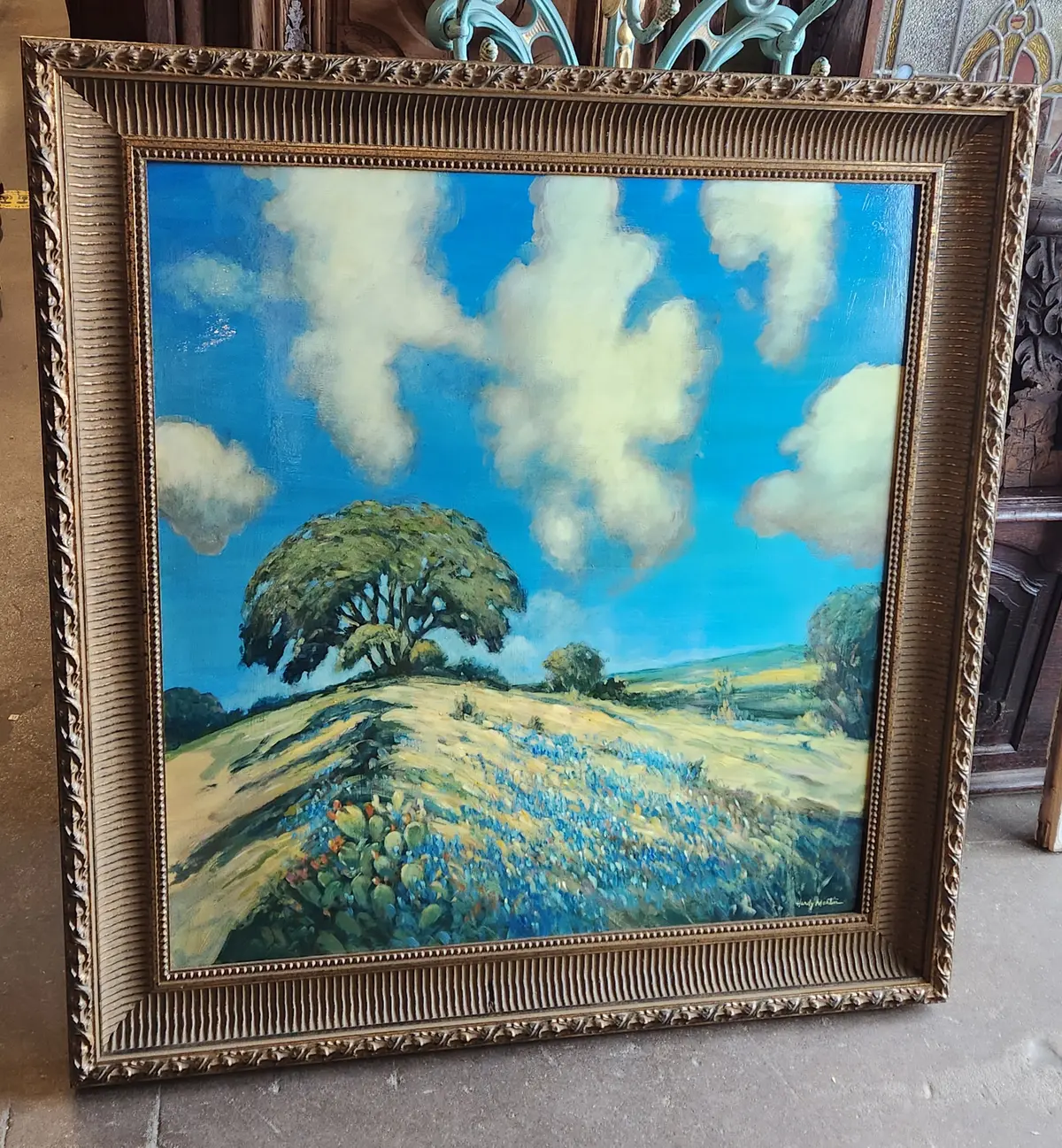 Large Hardy Martin Texas Landscape With Hills And Bluebonnets 1