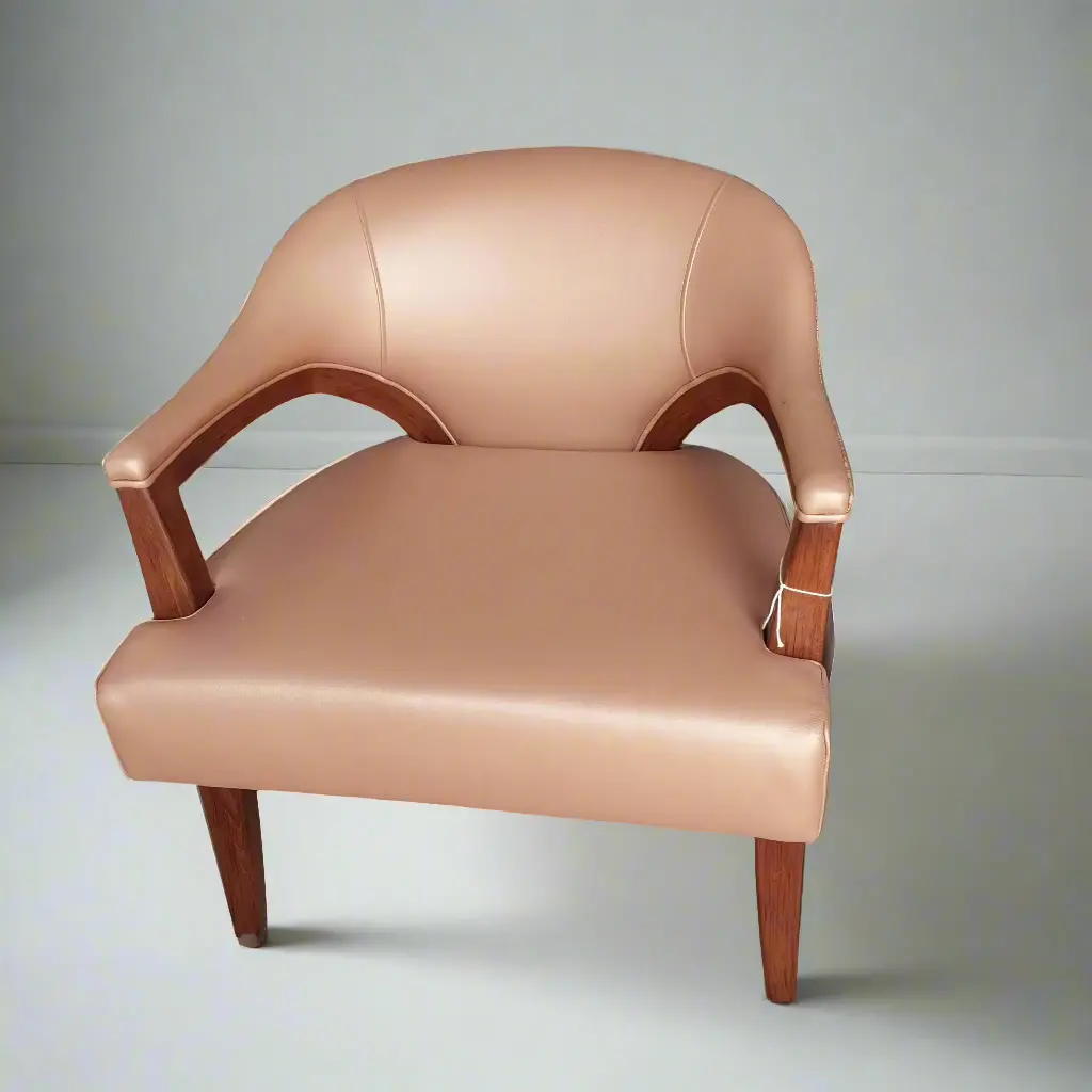 Art Deco Barrel Back Leather Chair By Lilly Jack 1