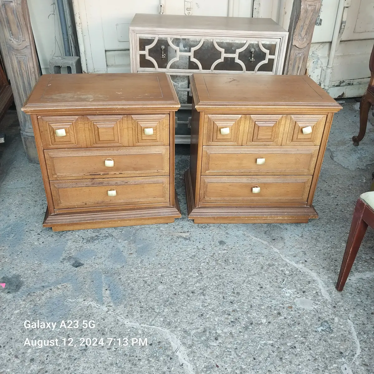 Pair Of Walnut Raised Panel Stands With Drawers 1
