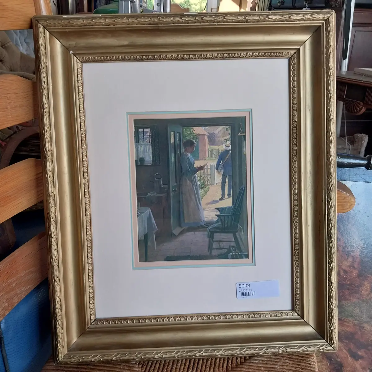 Nicely Framed Print Of Lady And Mailman 1