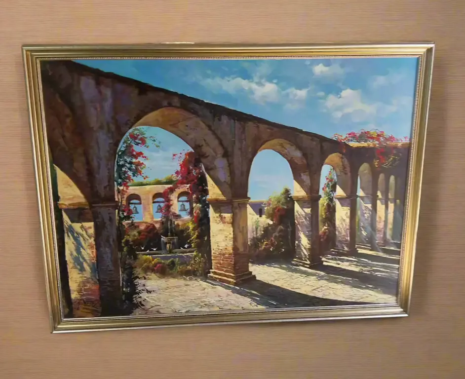 Framed Oil Painting On Canvas Titled "The Mission" Signed Cyrus Afsary 1980 1