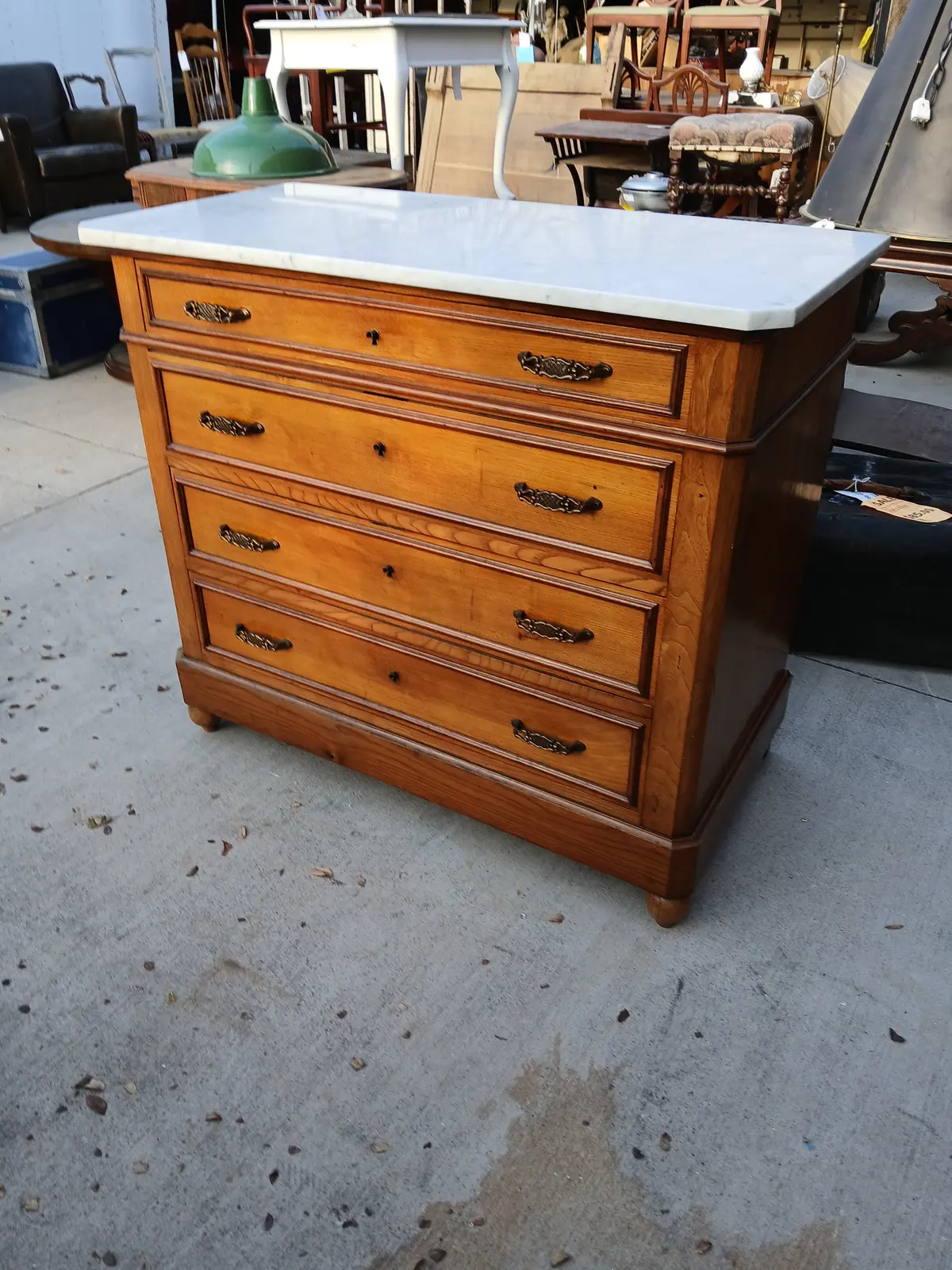 French Marble Top Cherry Commode 1
