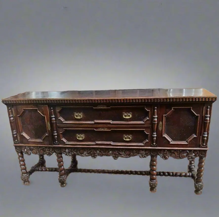 Large Oak Barley Twist Tudor Sideboard 1
