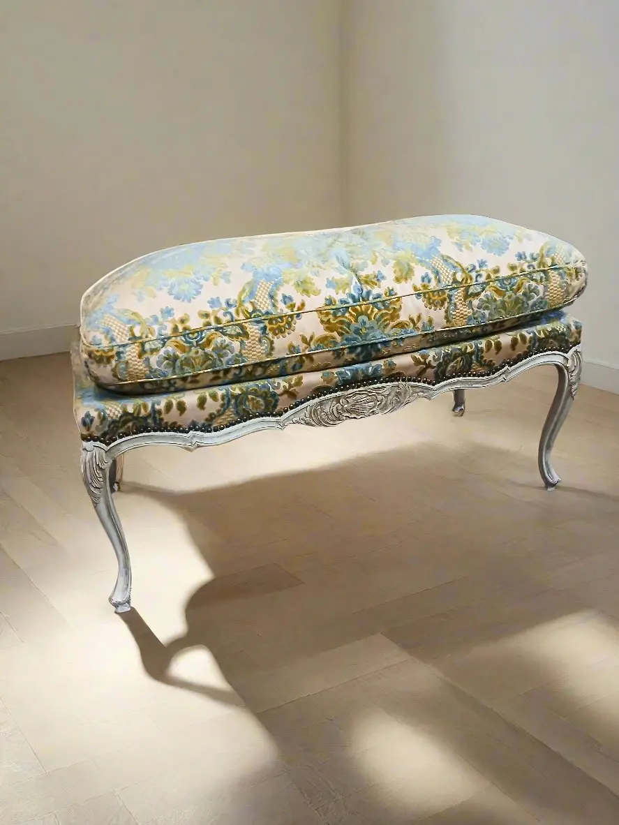 Blue And White End Of Bed Bench 1