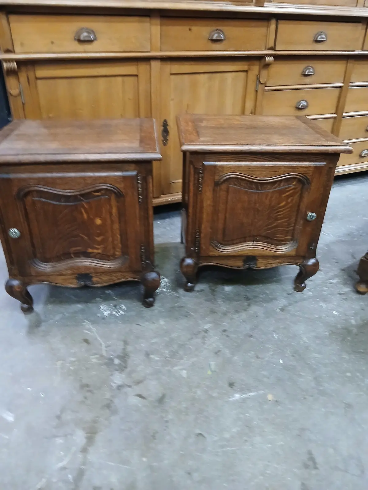 Pair Of Louis Xv Low Oak Nightstands 1
