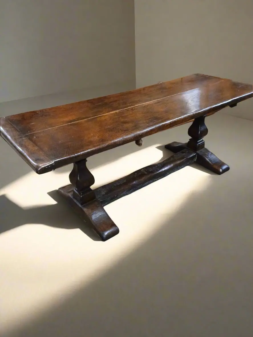 Narrow Dark Oak Trestle Table 1