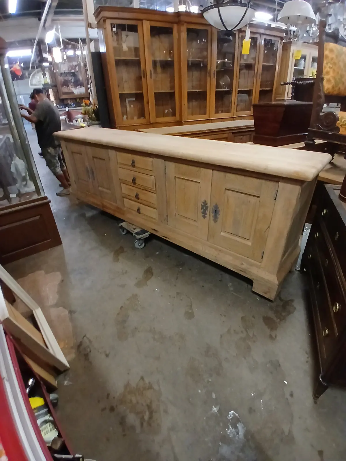 Long Raw Oak Sideboard With Drawer 1