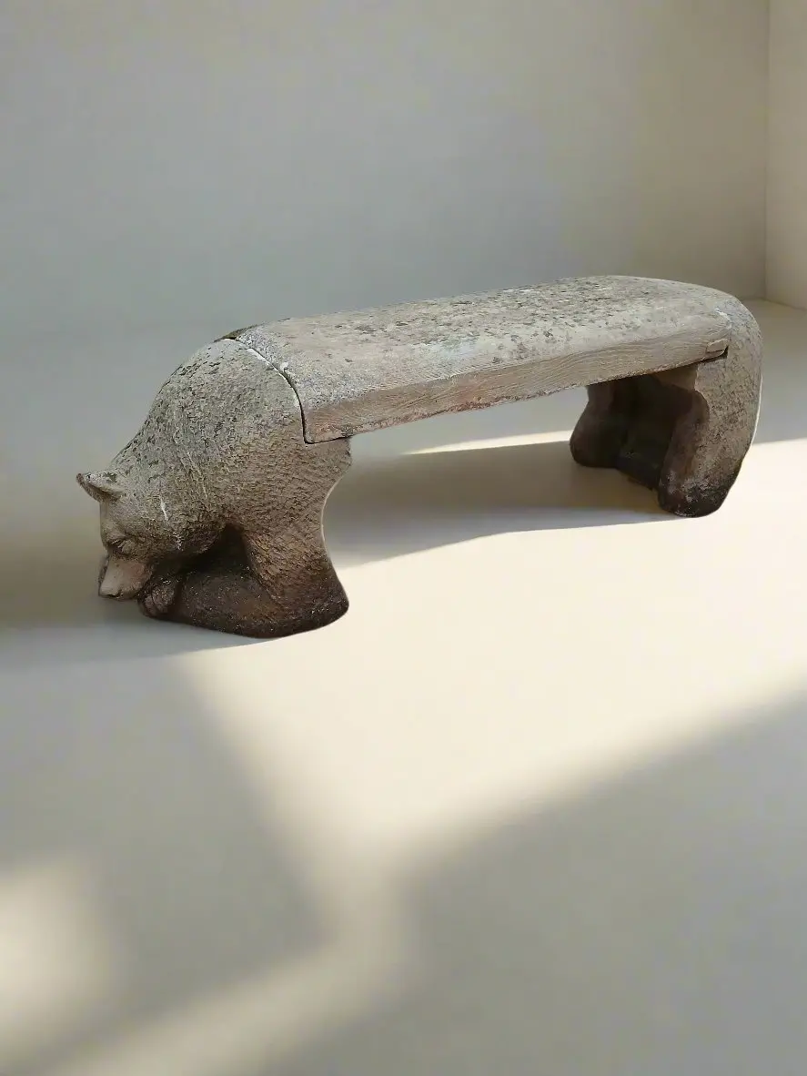 Concrete Bear Bench As Found 1