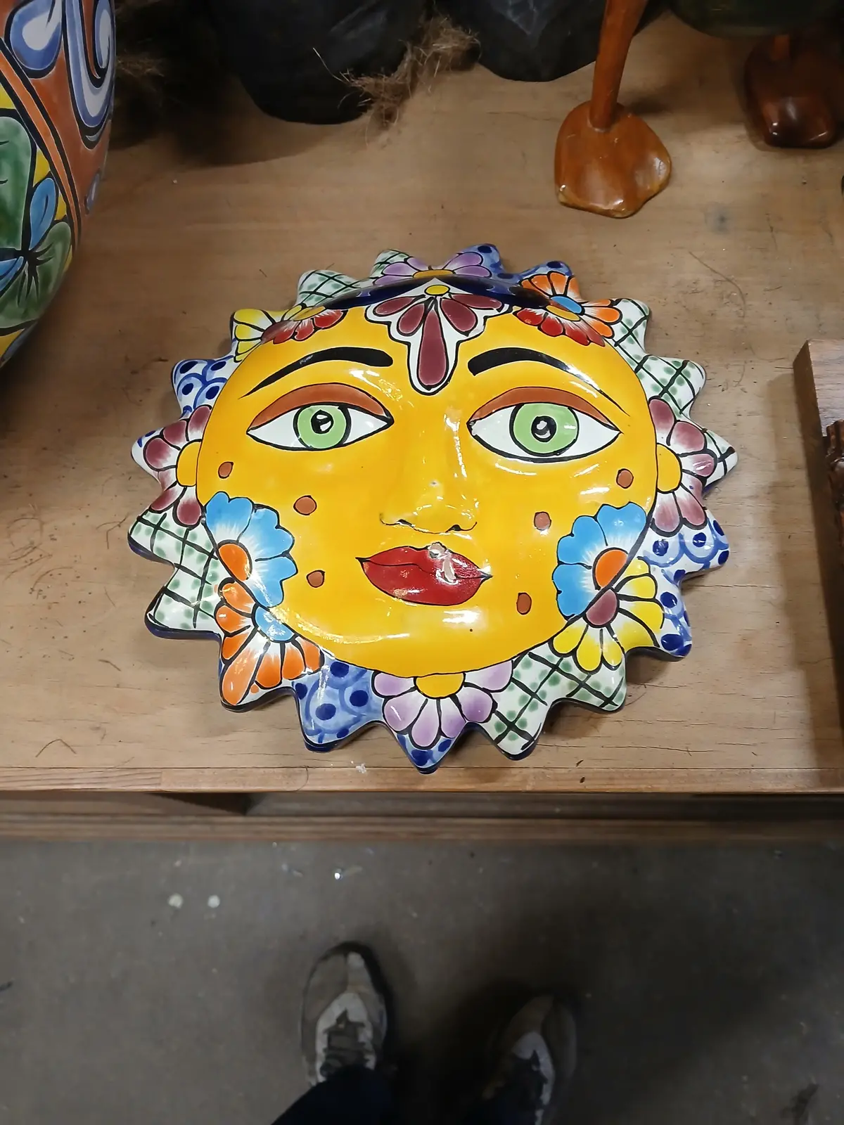 Glazed Terra Cotta Sun Face 1