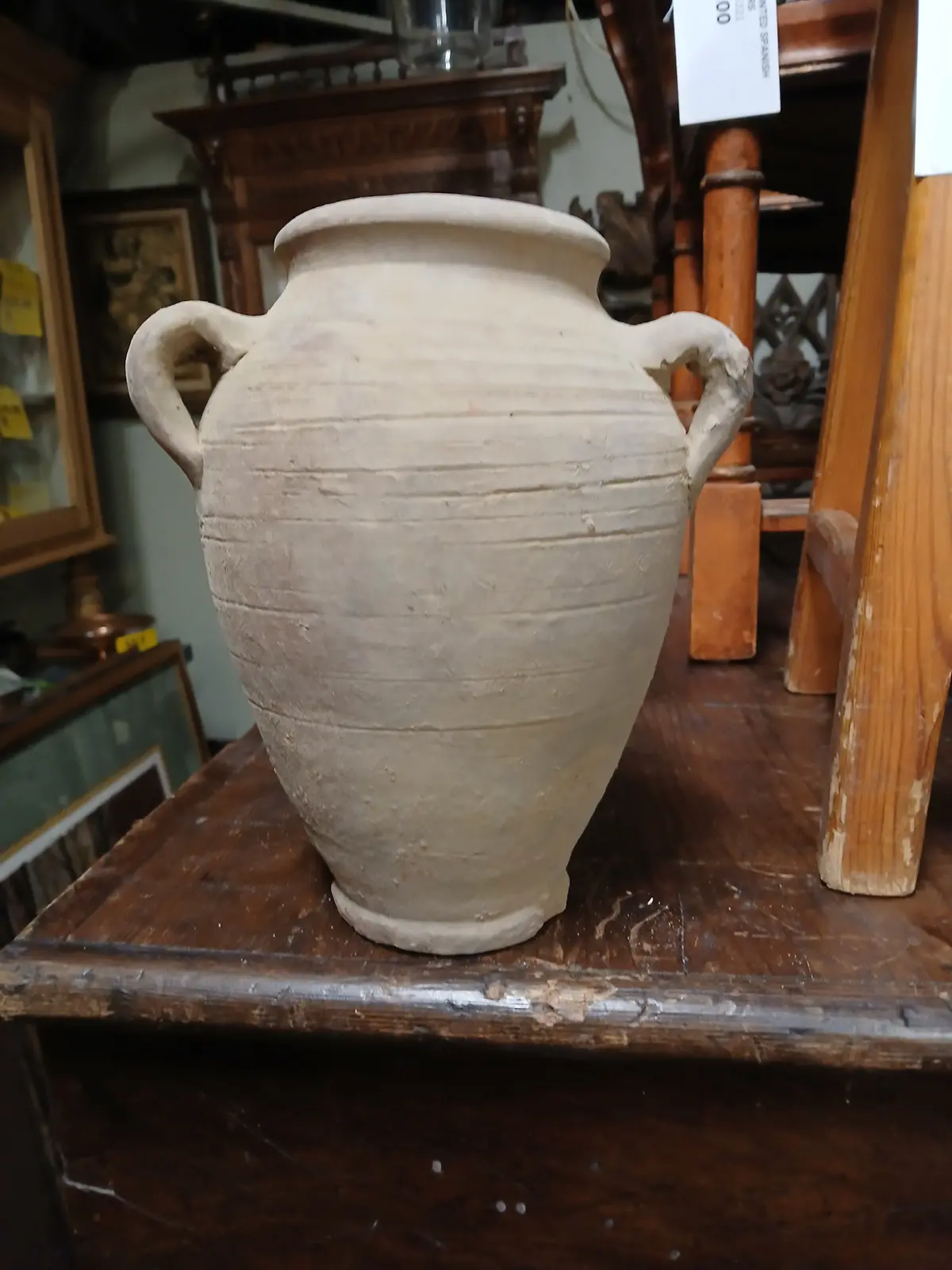 Small Beige Terra Cotta Vase With Handles 1