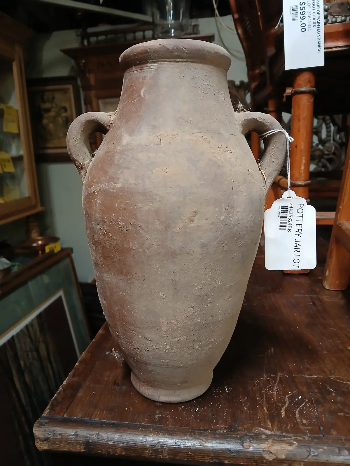 Tall Terra Cotta Jug With Two Handles 1