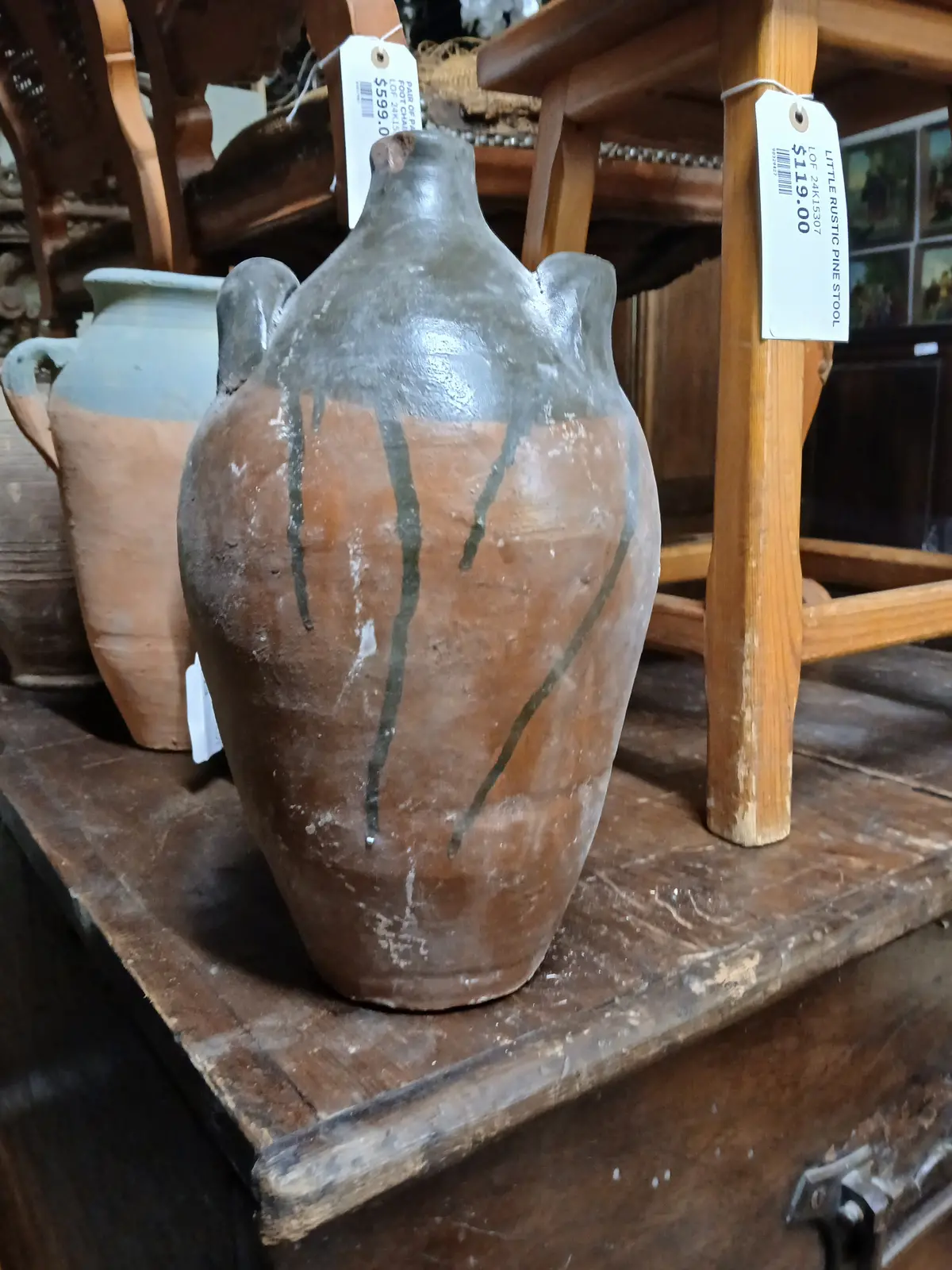 Terra Cotta Pitcher With Painted Top 1