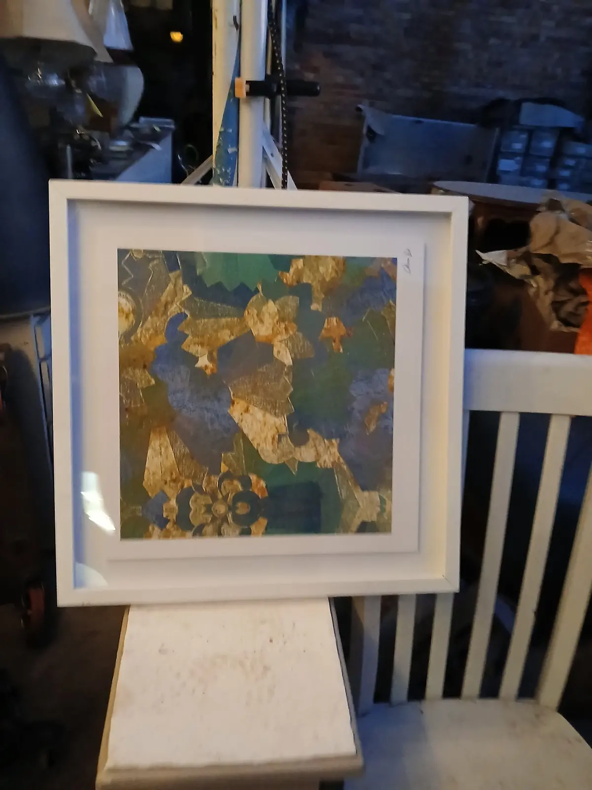 White Framed Abstract Print 1