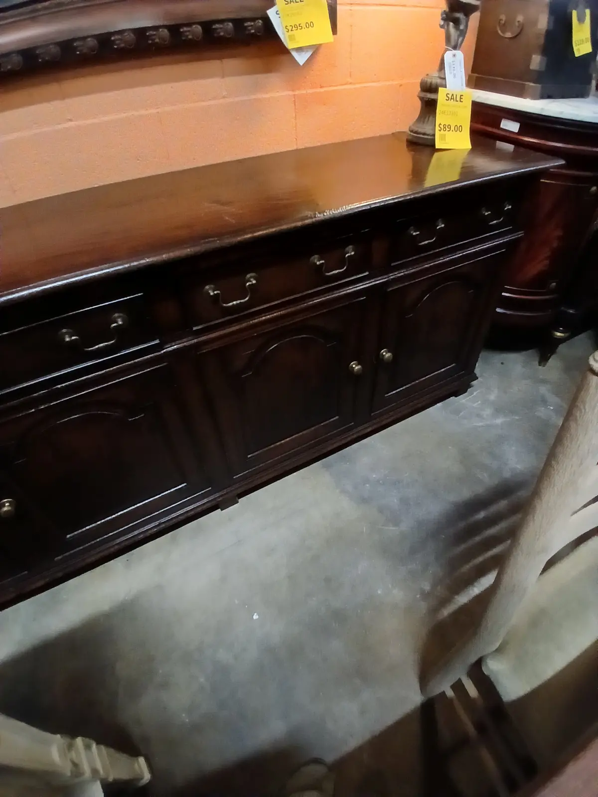 Shallow Dark Oak Long Rustic Sideboard 1