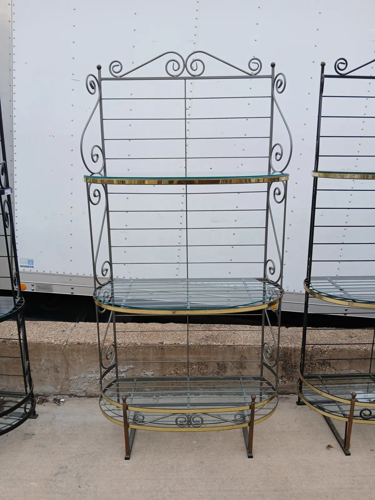Iron, Brass And Glass Bakers Rack 1