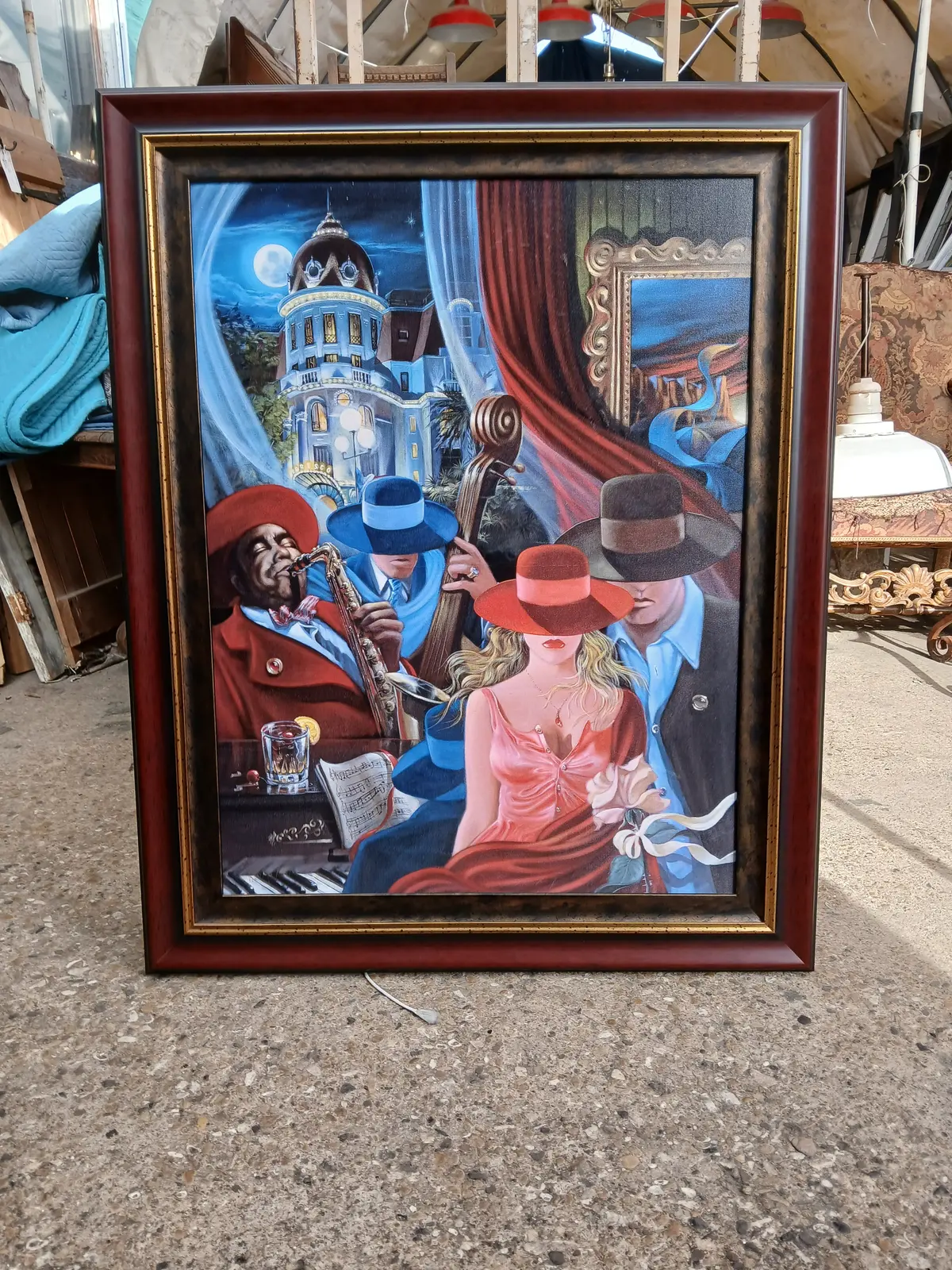 Framed Jazz Giclee "Avenue Of The Angels" Signed Victor Obstrovsky 1