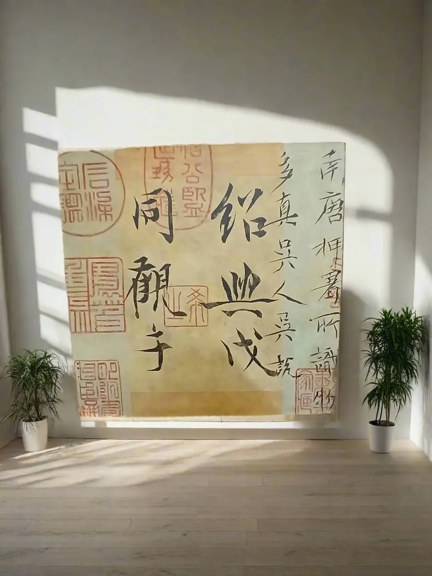 Square Painted Canvas With Chinese Characters And Figures 1