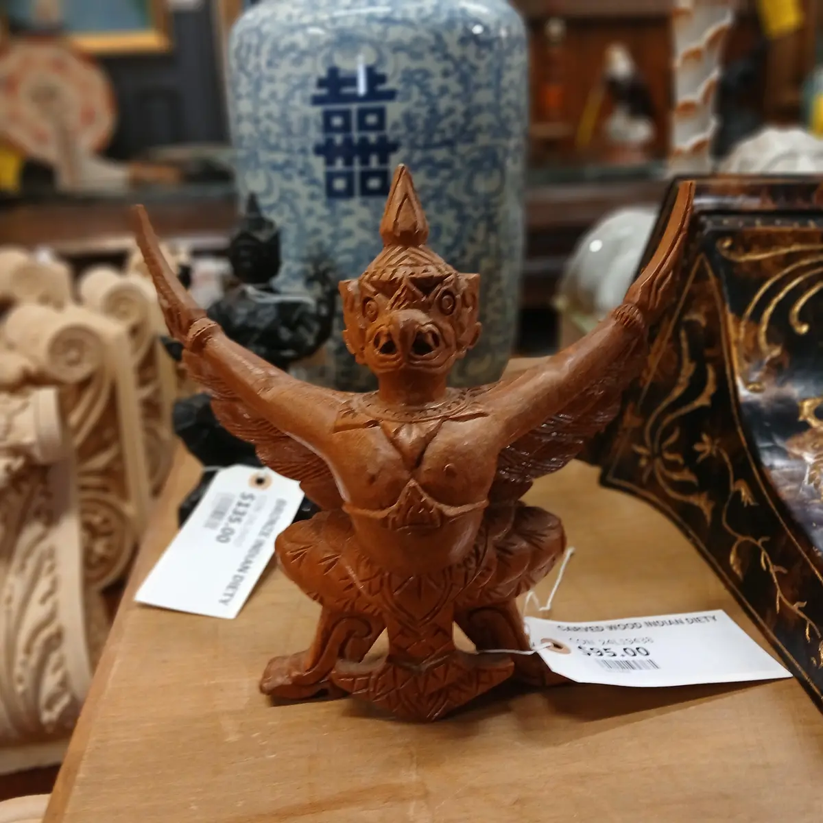 Carved Wood Indian Diety 1