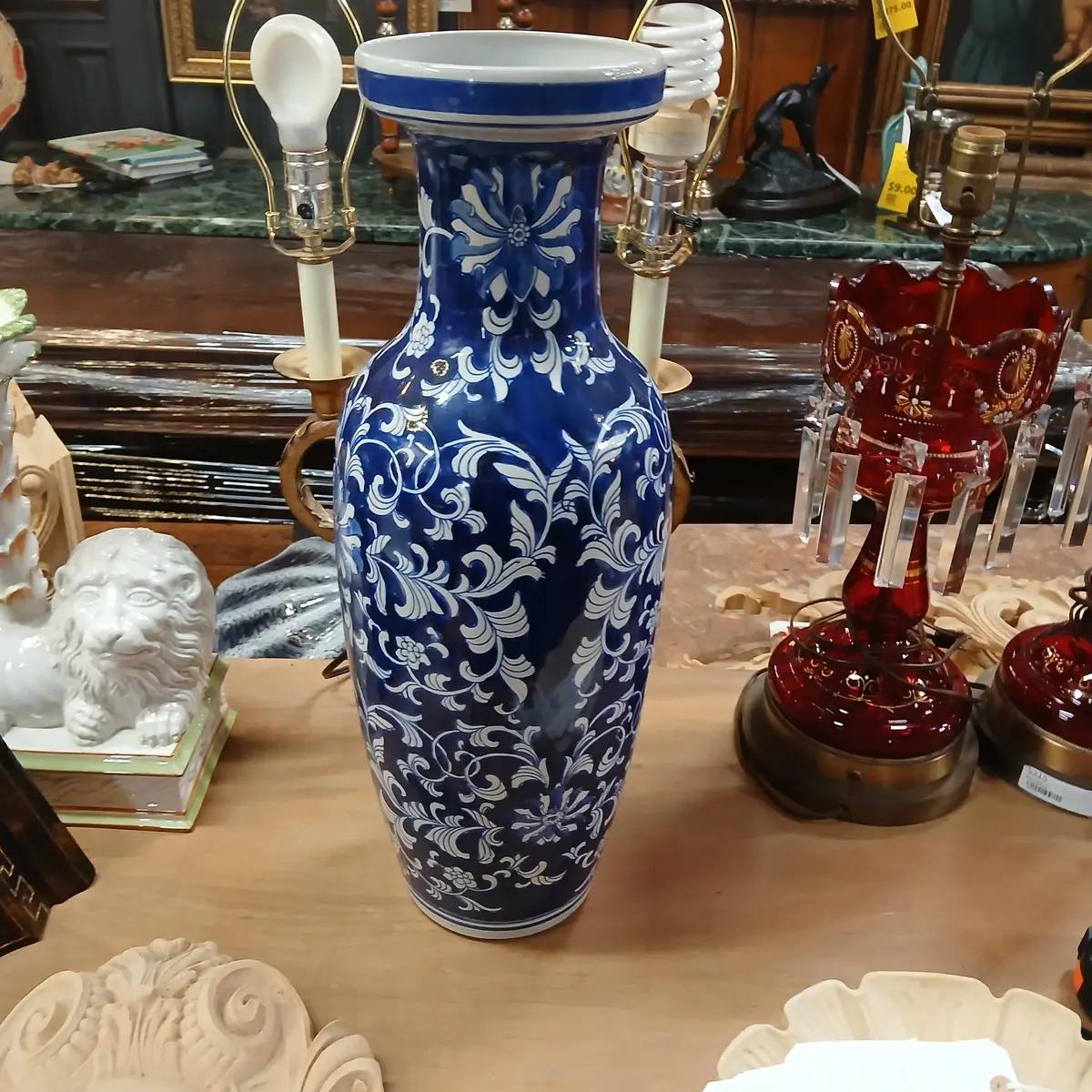 Chinese Blue And White Tall Vase 1