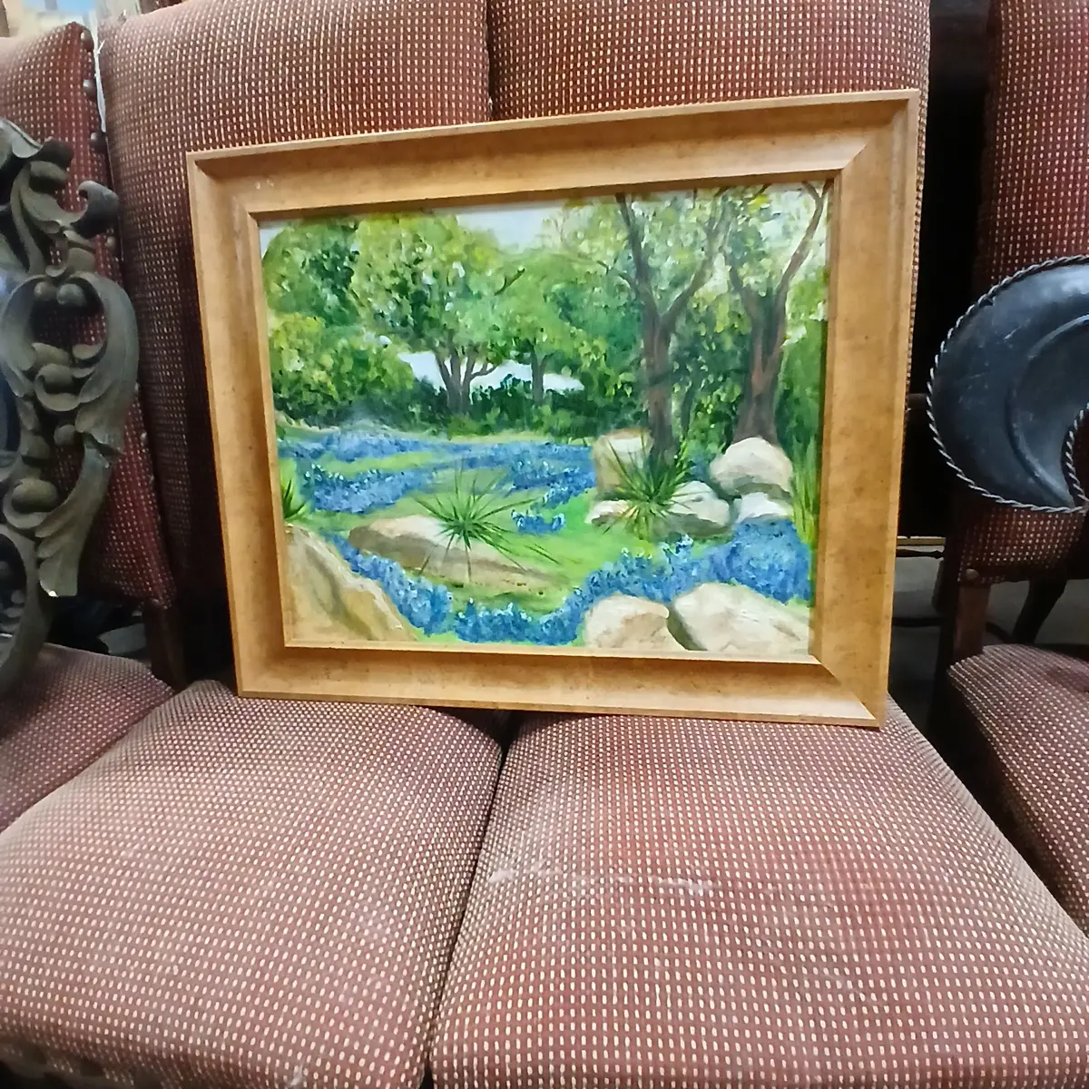 Burled Frame Bluebonnet Oil Painting 1