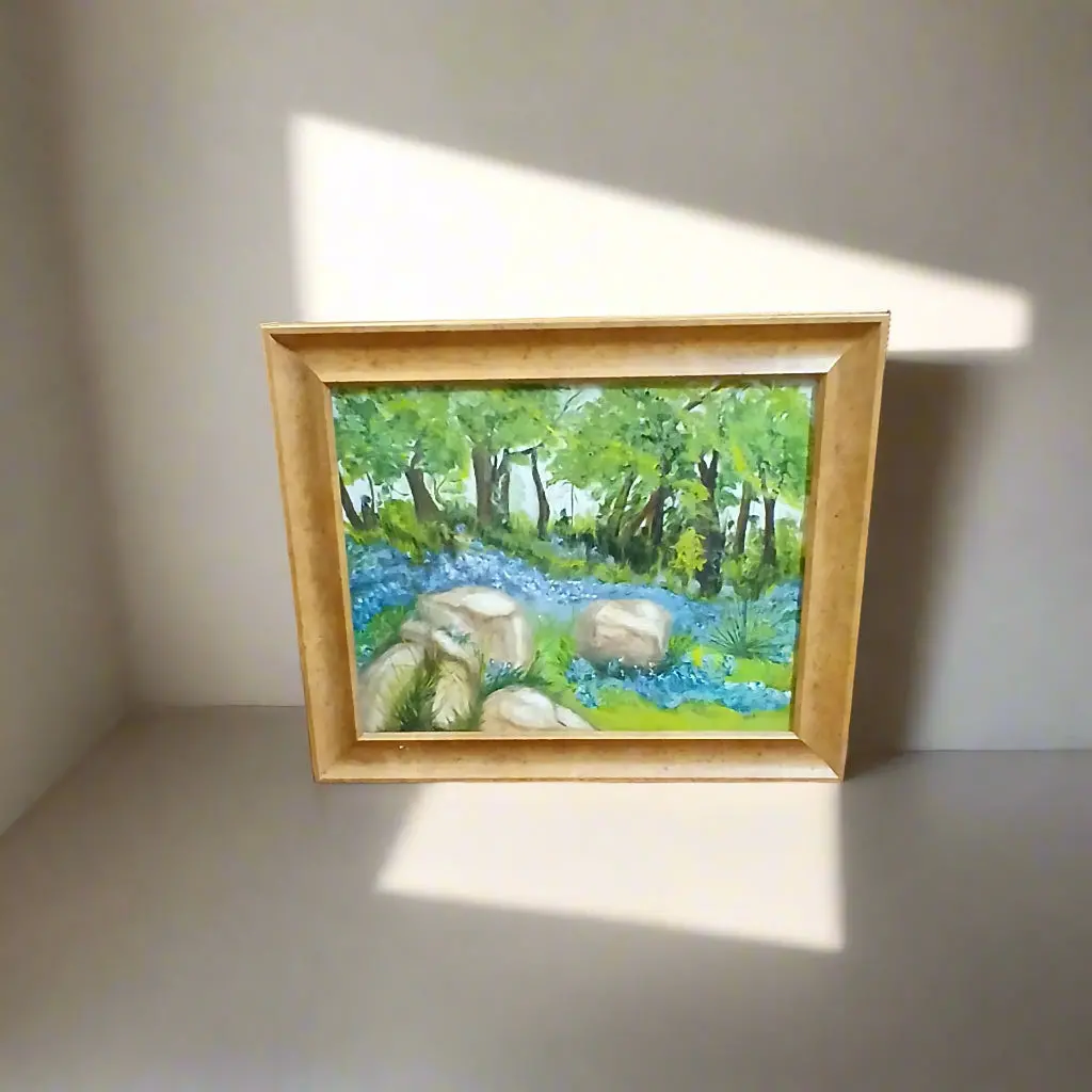 Burled Frame Bluebonnet Oil Painting 1