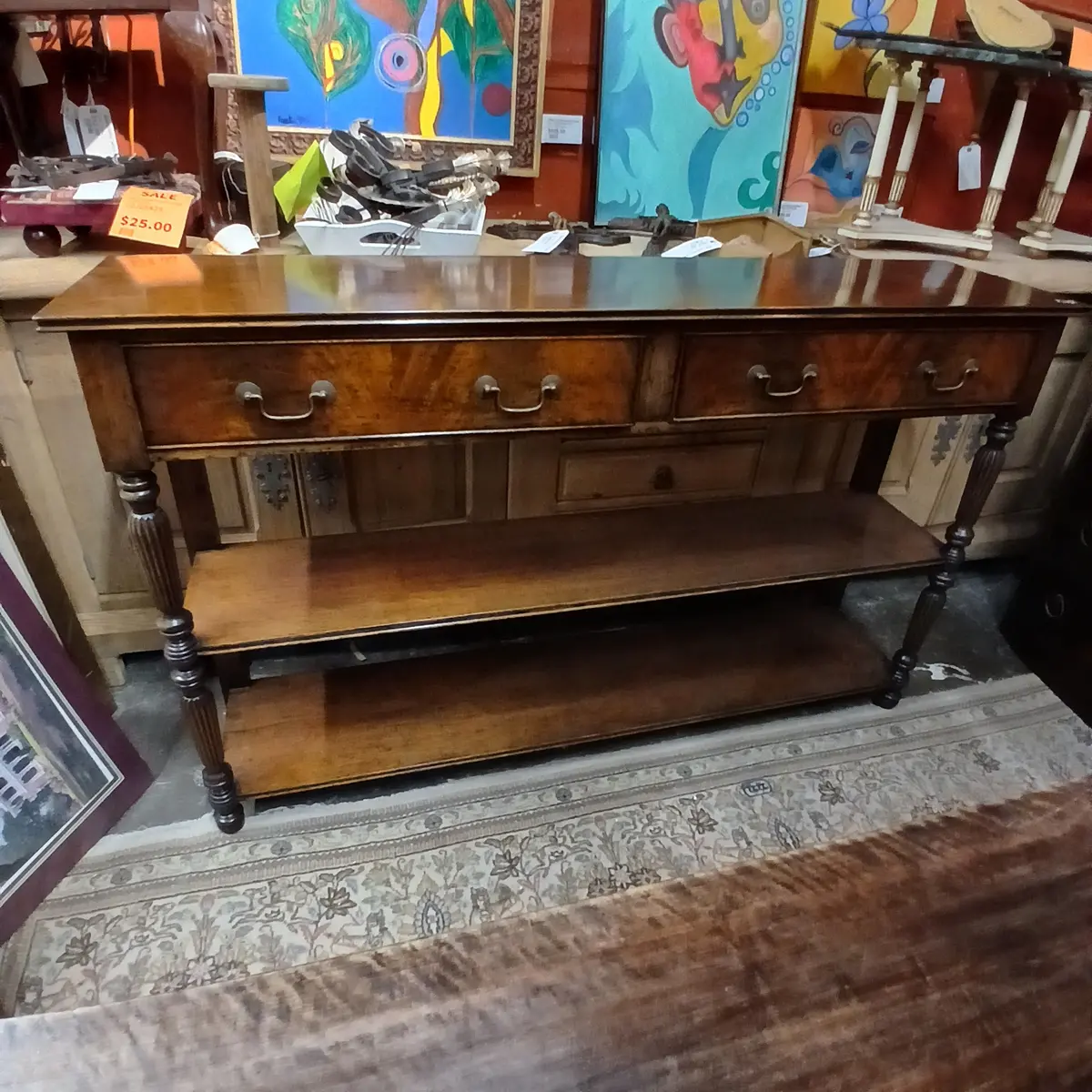 Reeded Mahogany Open Shelves Server 1