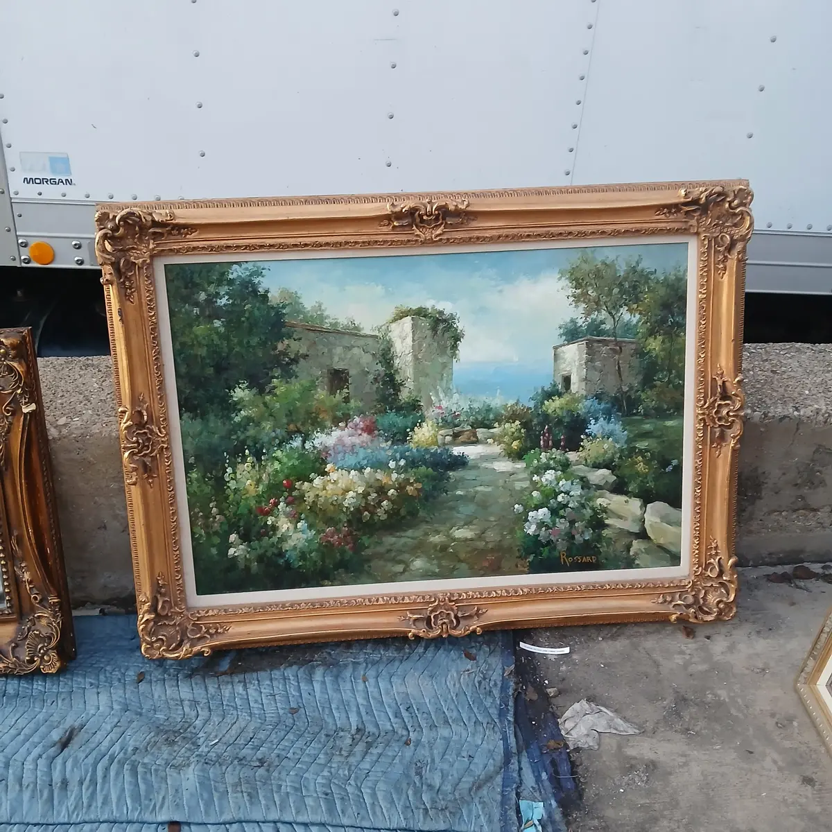 Large Framed Oil Painting Of A Garden 1