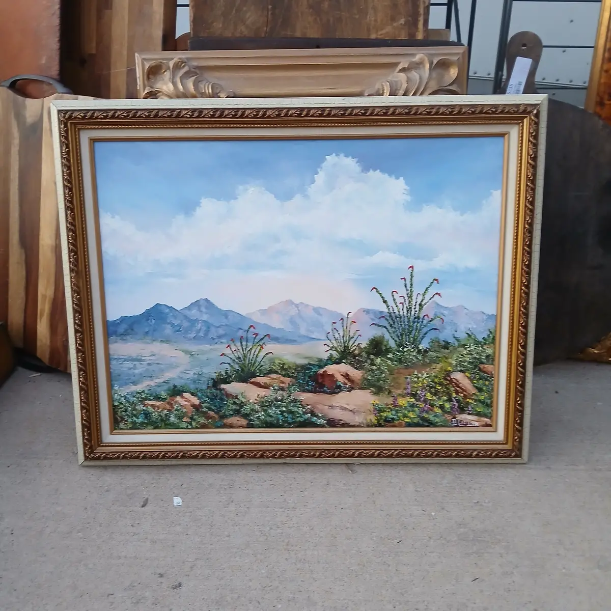 Framed Dessert Landscape Oil Painting 1