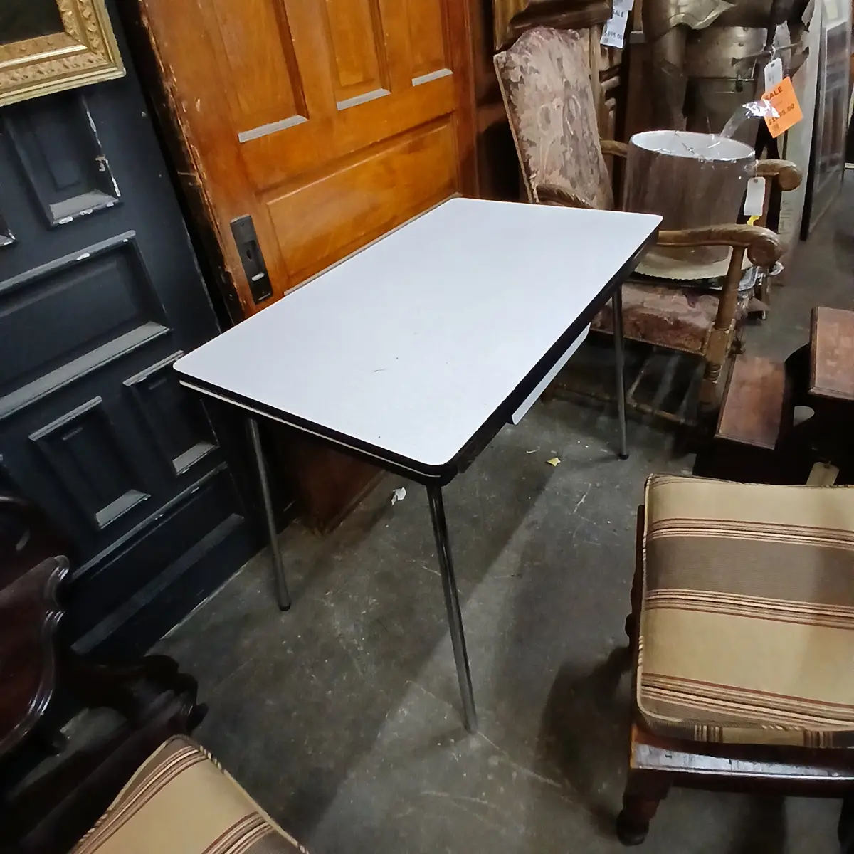 50'S Small Laminate And Chrome Table With Draw Leaves 1