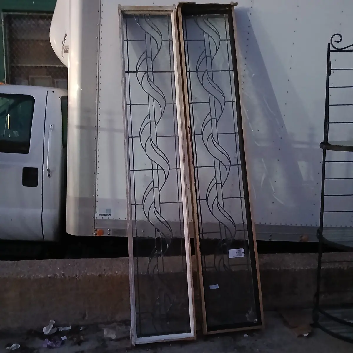 Pair Of Leaded Glass Sidelights 1