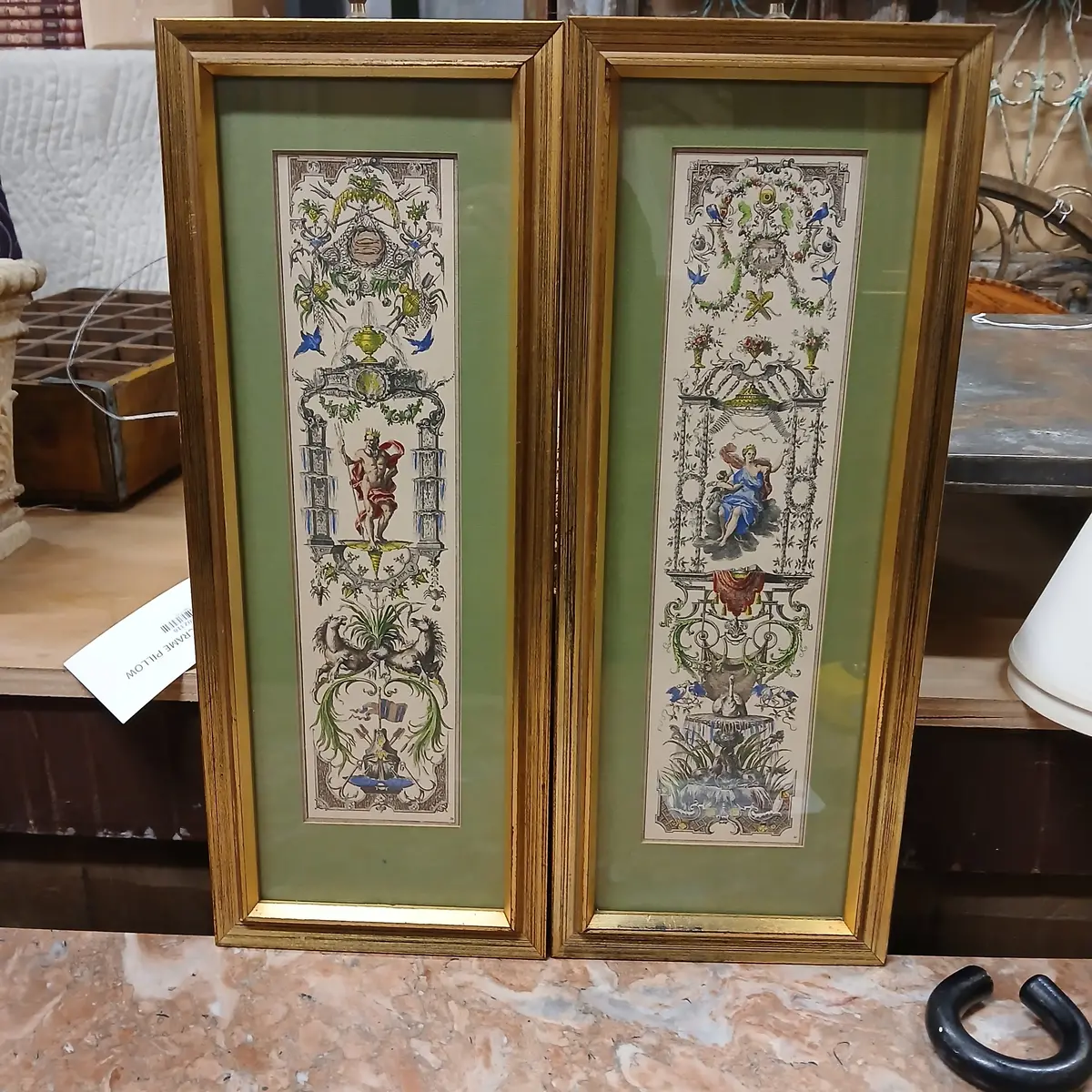Pair Of Slender Colorful Italian Prints 1