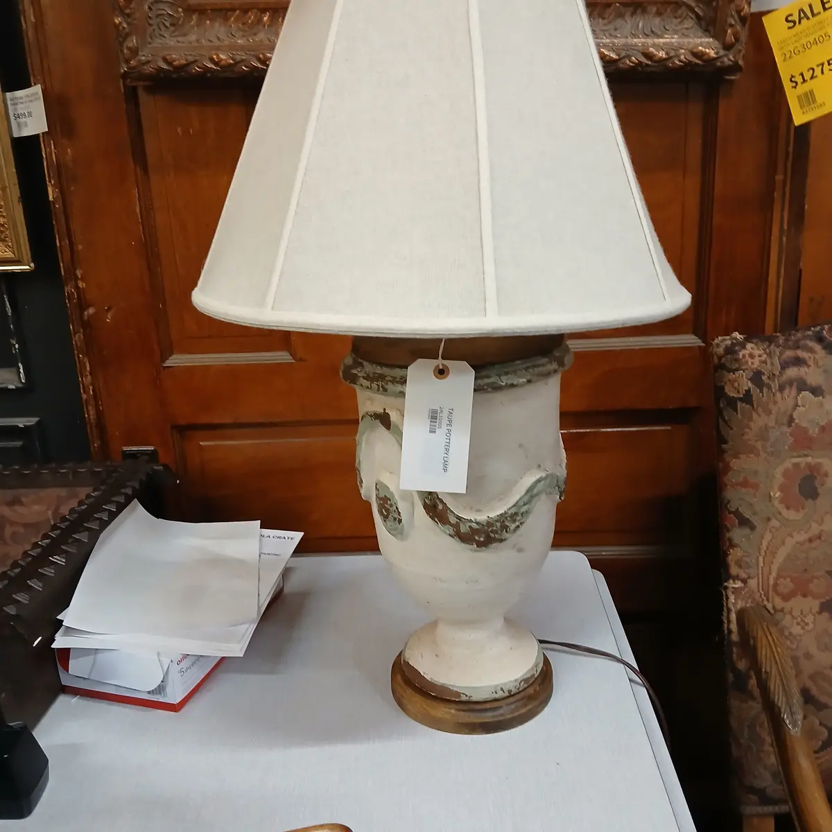 Taupe Pottery Lamp 1