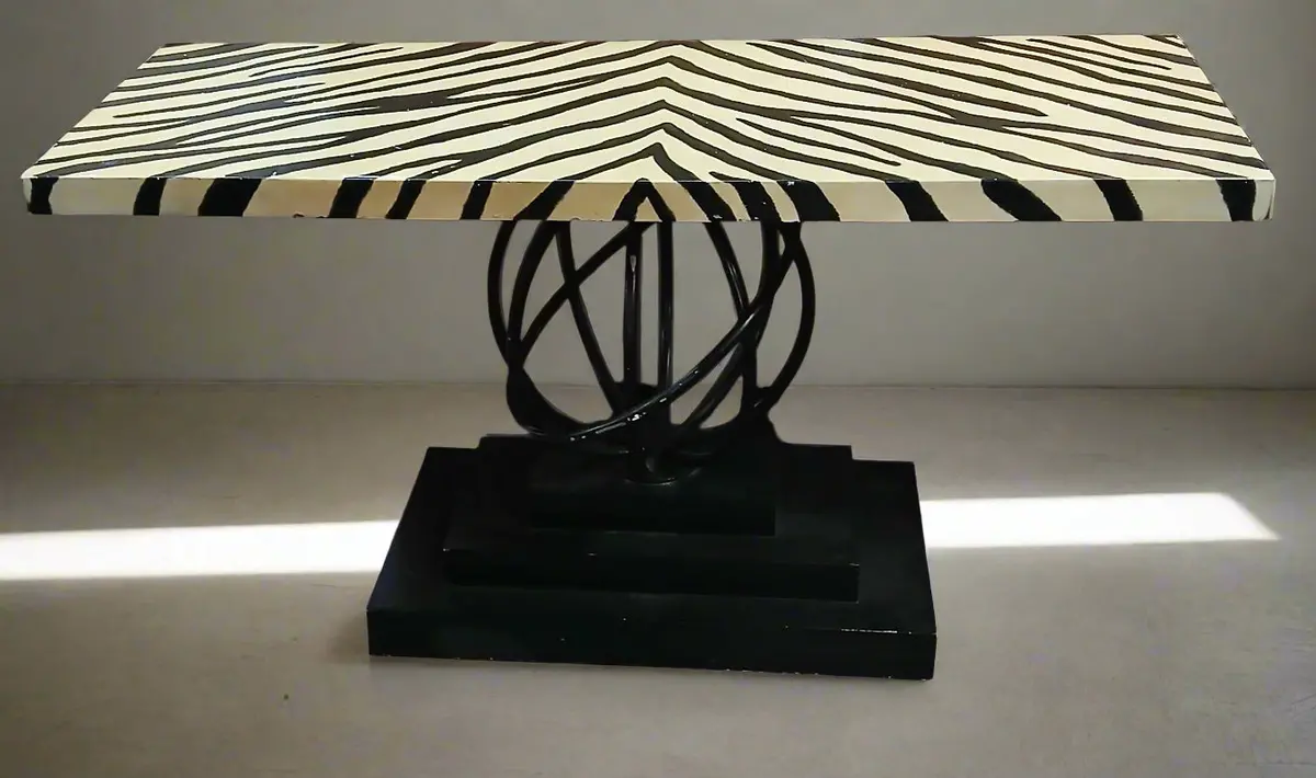 Modern Iron Base Console With Painted Zebra Stripes 1
