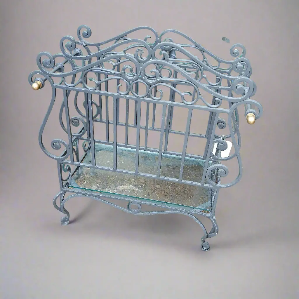 Wrought Iron And Glass Magazine Rack 1