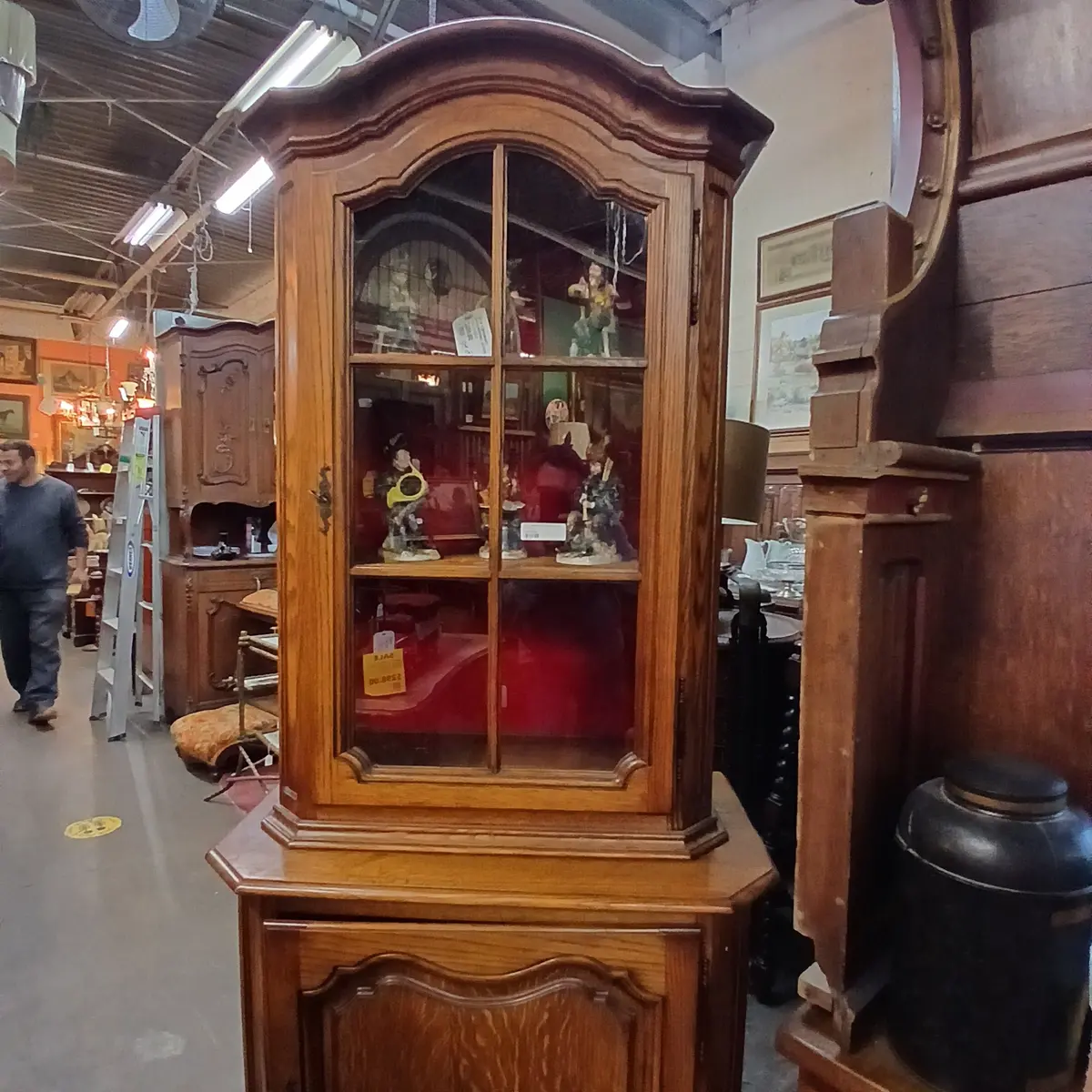 Tall Beligian Oak 2 Piece Display  Cabinet 1