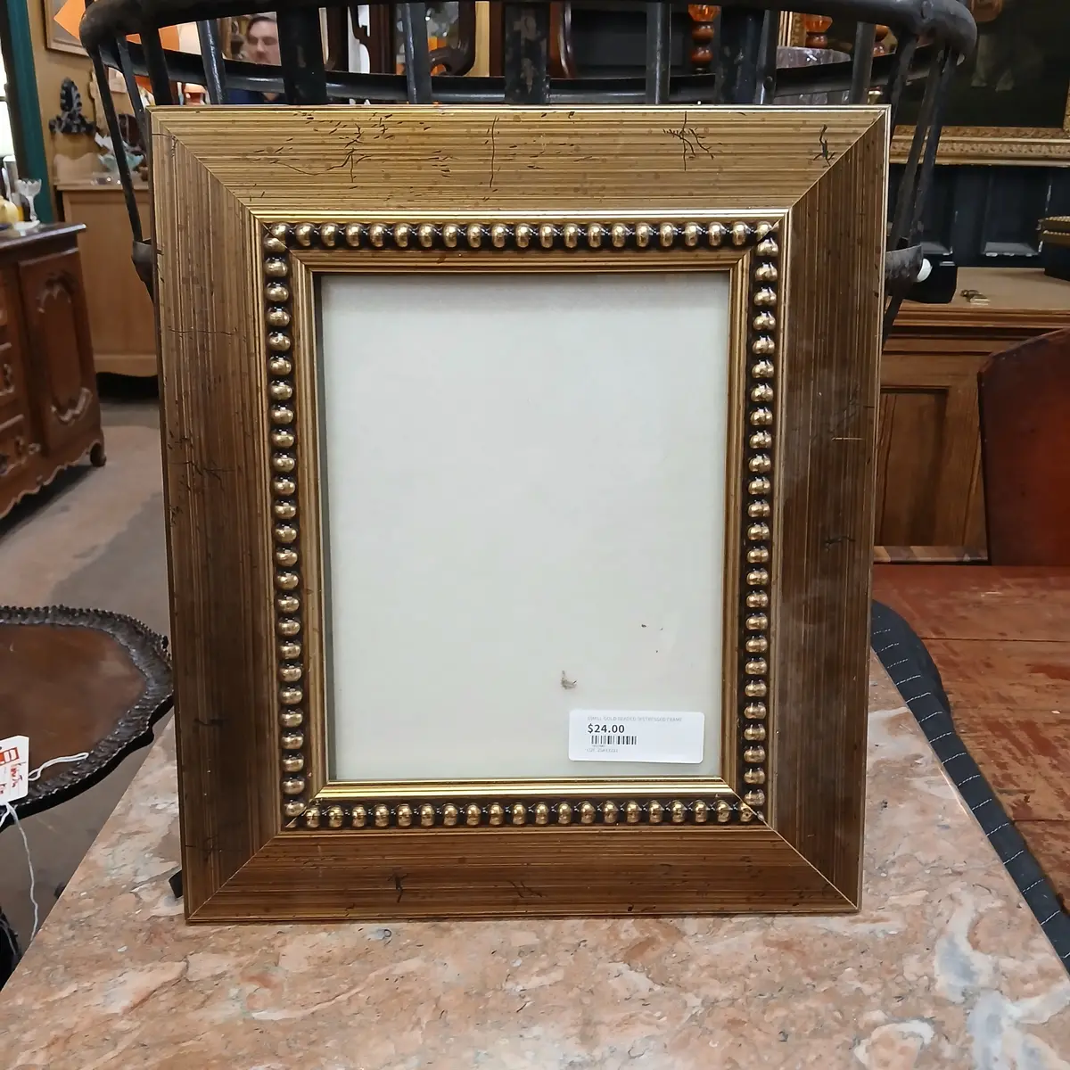 Small Gold Beaded Distressed Frame 1