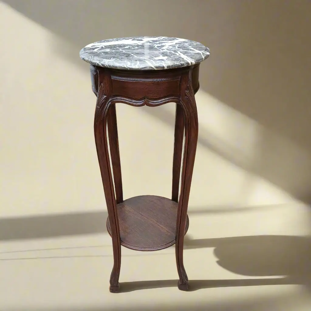 Tall Louis Xv Stand With Round Marble Top 1