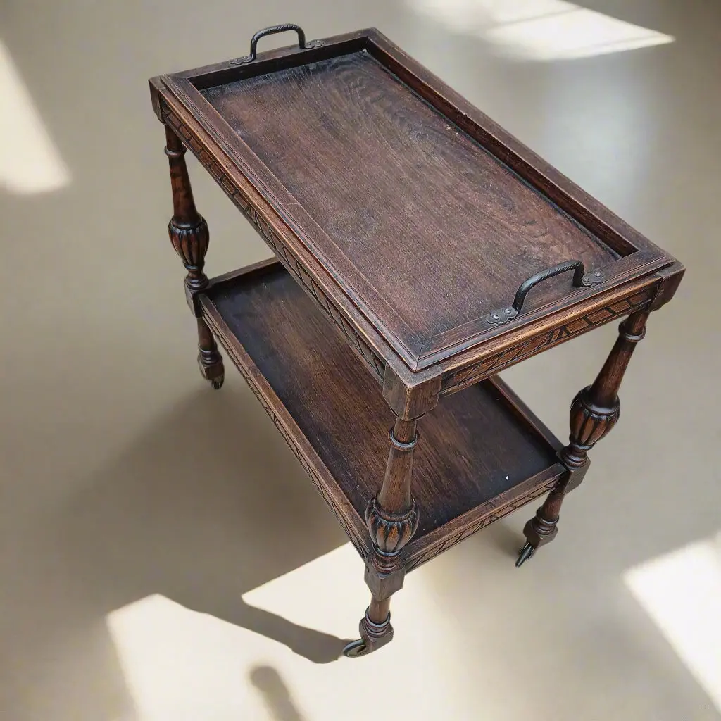 Oak Tea Cart With Removable Tray 1