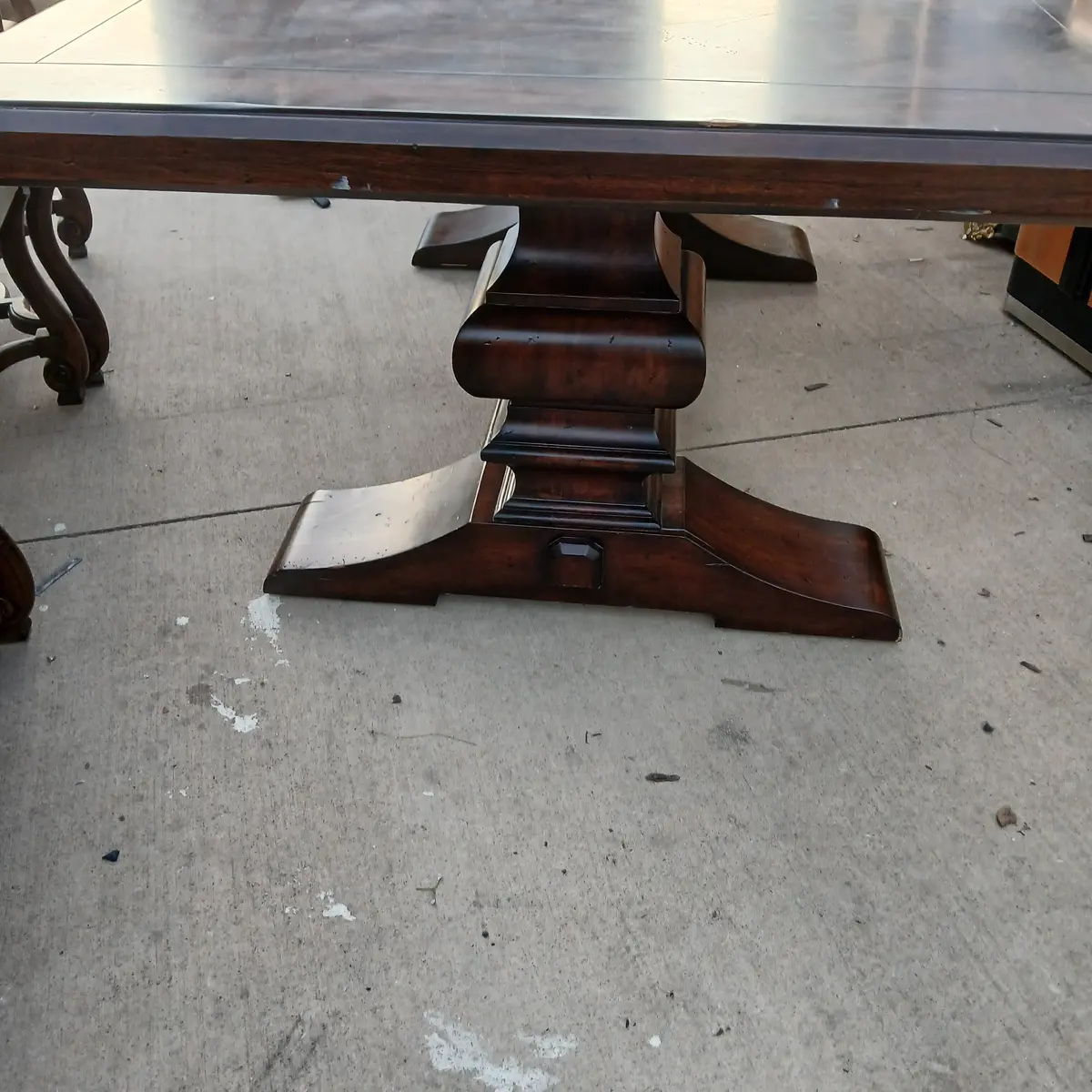 French Style Parquetry Top Walnut Dining Table 1