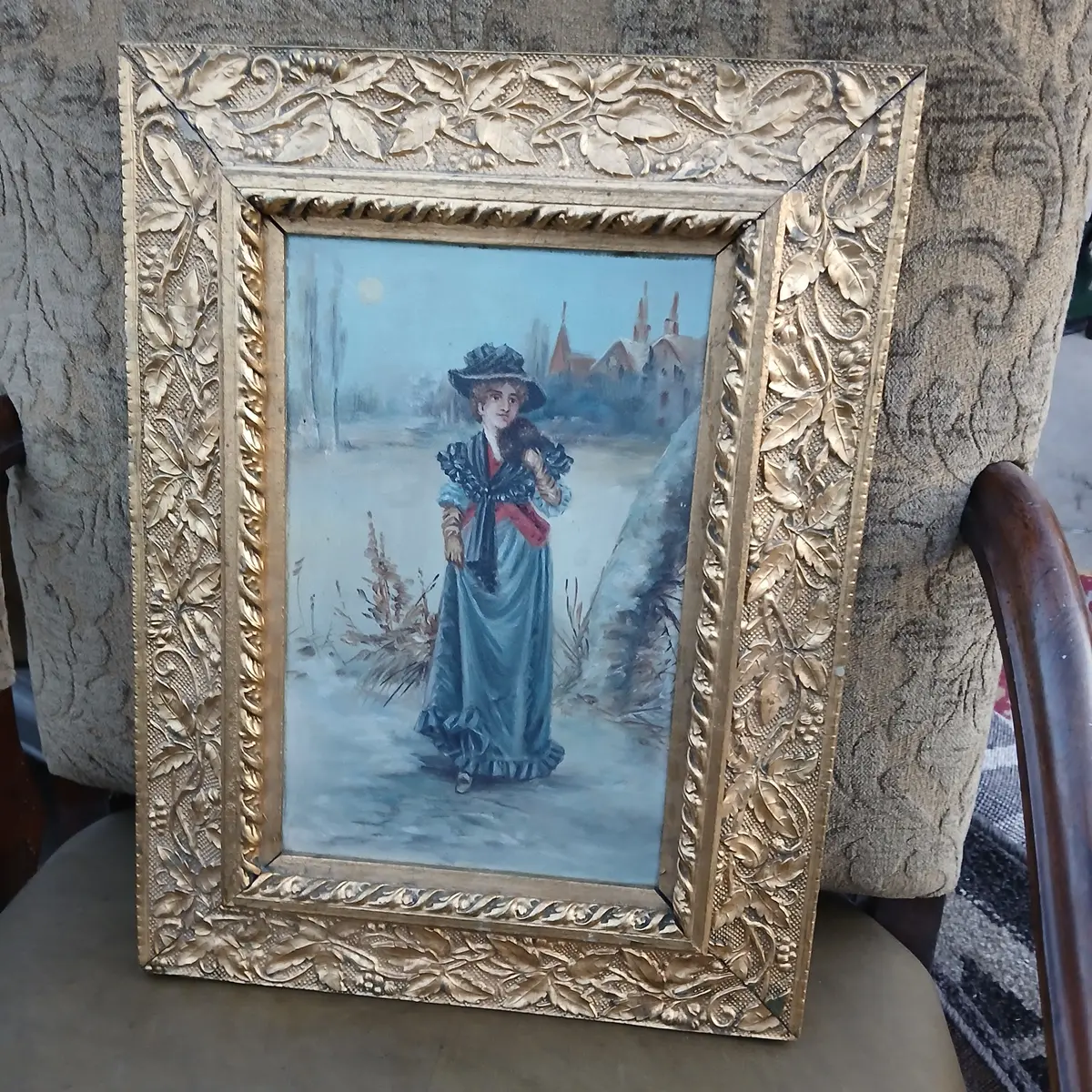 "Winter Girl" Gilt Framed Oil On Board 1