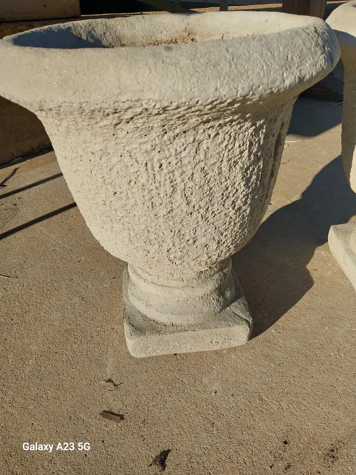Pair Of Concrete Planter Pots Rough Texture 1