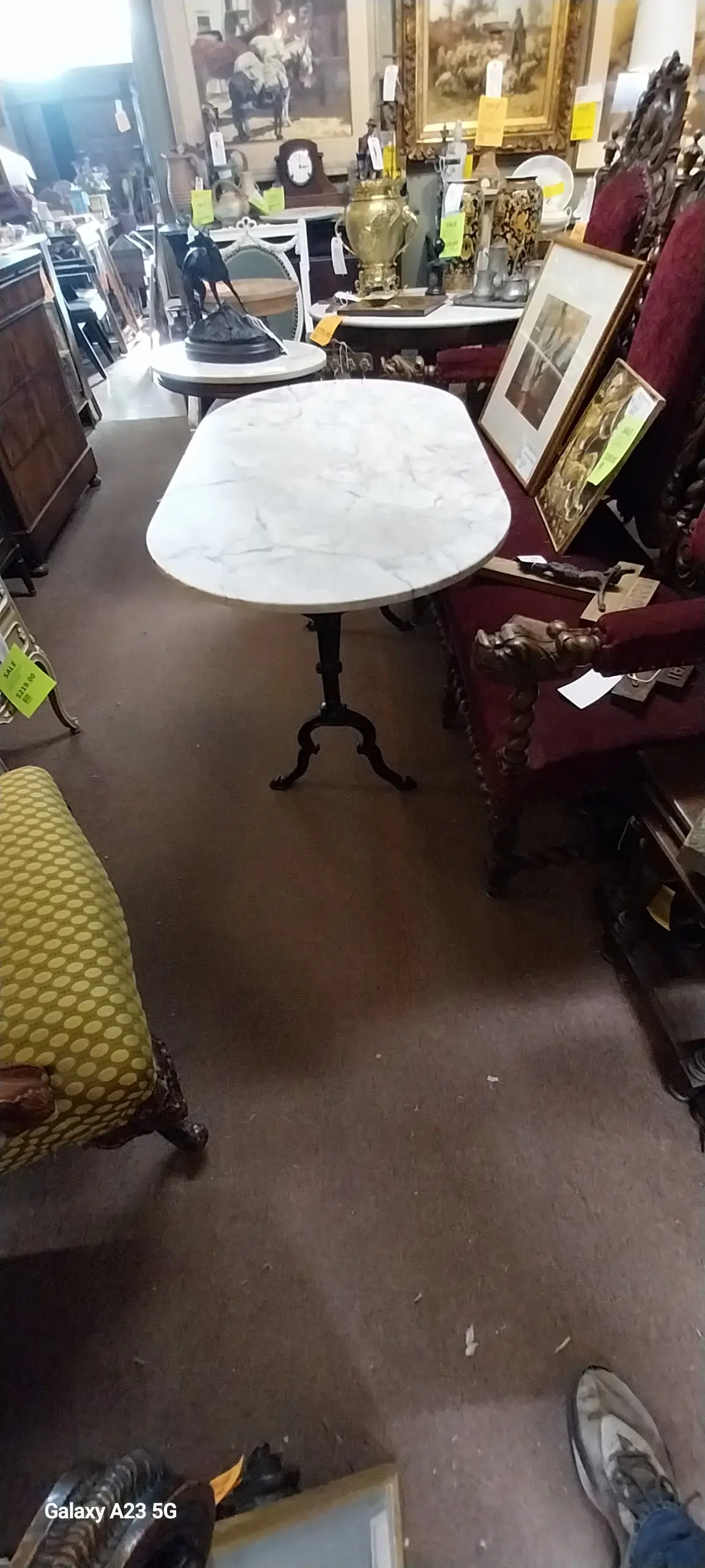 Oval Marble Top Metal Base Pub Table 1